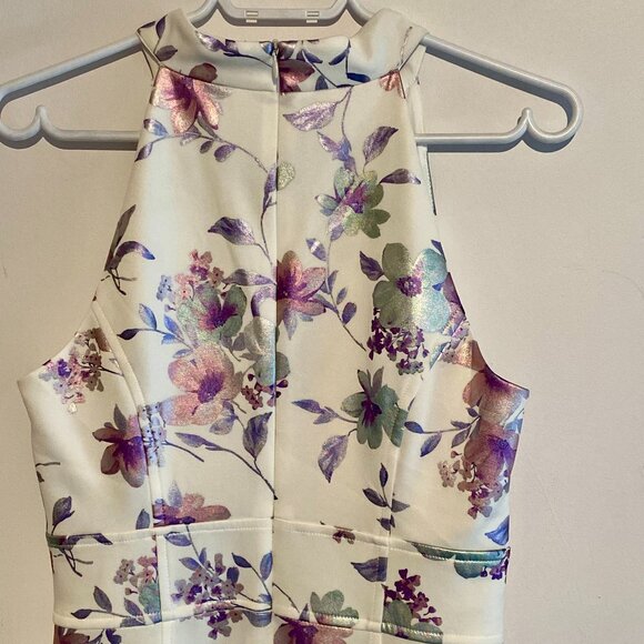 Metallic Floral Halter Gown - Eliza J. - Picture 6 of 10